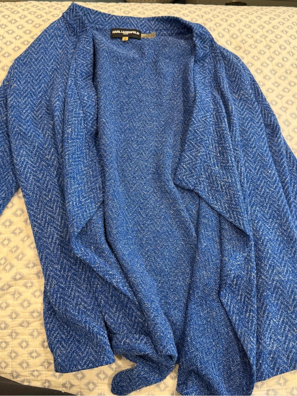 Karl Lagerfeld Royal Blue Open-Front Draped Cardigan